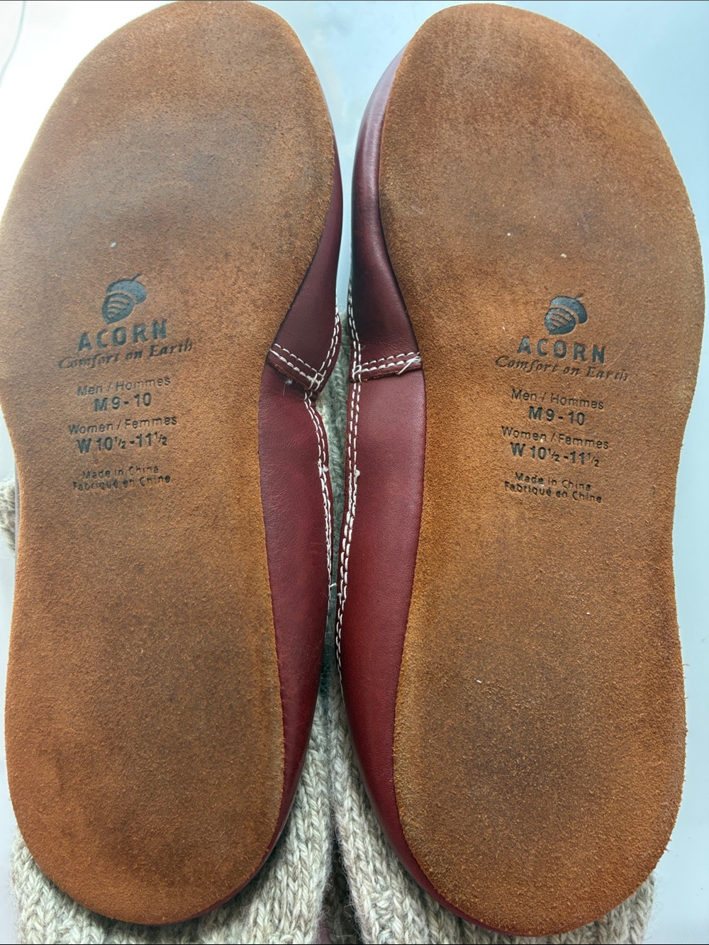 Acorn slipper socks w/ durable suede sole - Picture 3 of 4